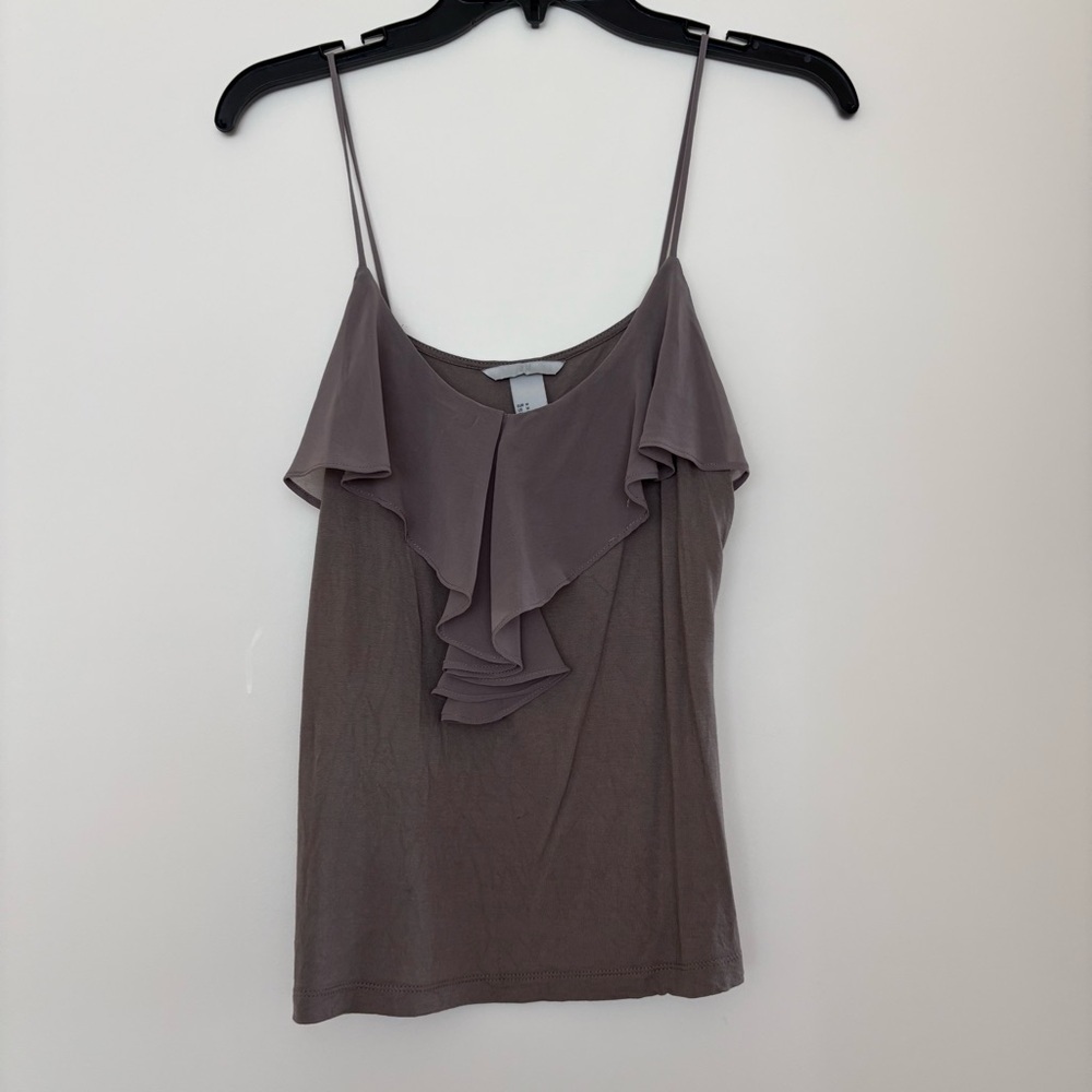 H&M Women's Ruffle Tank Top - Gray Taupe